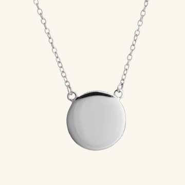 Engravable Blank Disc Necklace Sterling Silver, Handcrafted in 925 sterling silver