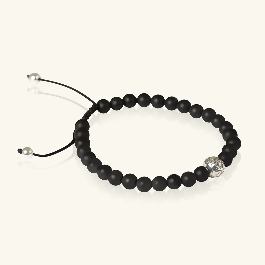 Accord Agate Bead Men's Bracelet, Handcrafted in 925 sterling silver