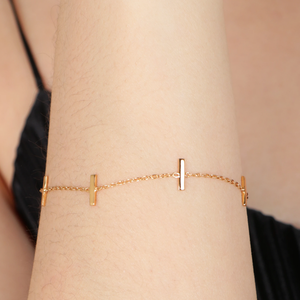 Bar Station Bracelet, Handcrafted in 925 sterling silver