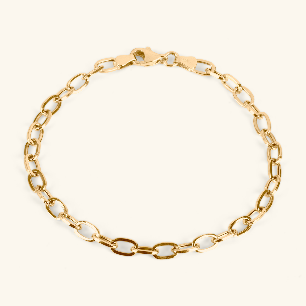 Oval Link Bracelet,Made in 14k solid gold