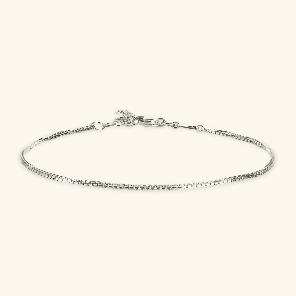 Bold Box Chain Bracelet White Gold, Made in 14k solid gold.   