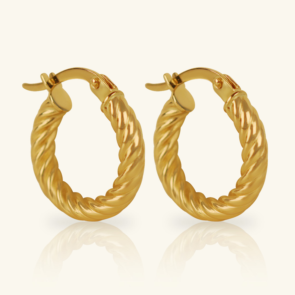 Twist Hoop Earrings, Crafted in 18k solid gold
