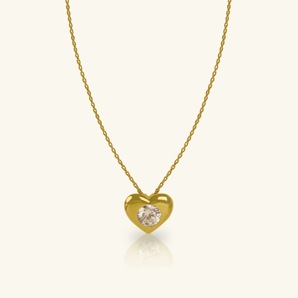 Heart Bezel Necklace, Crafted in 14k solid gold