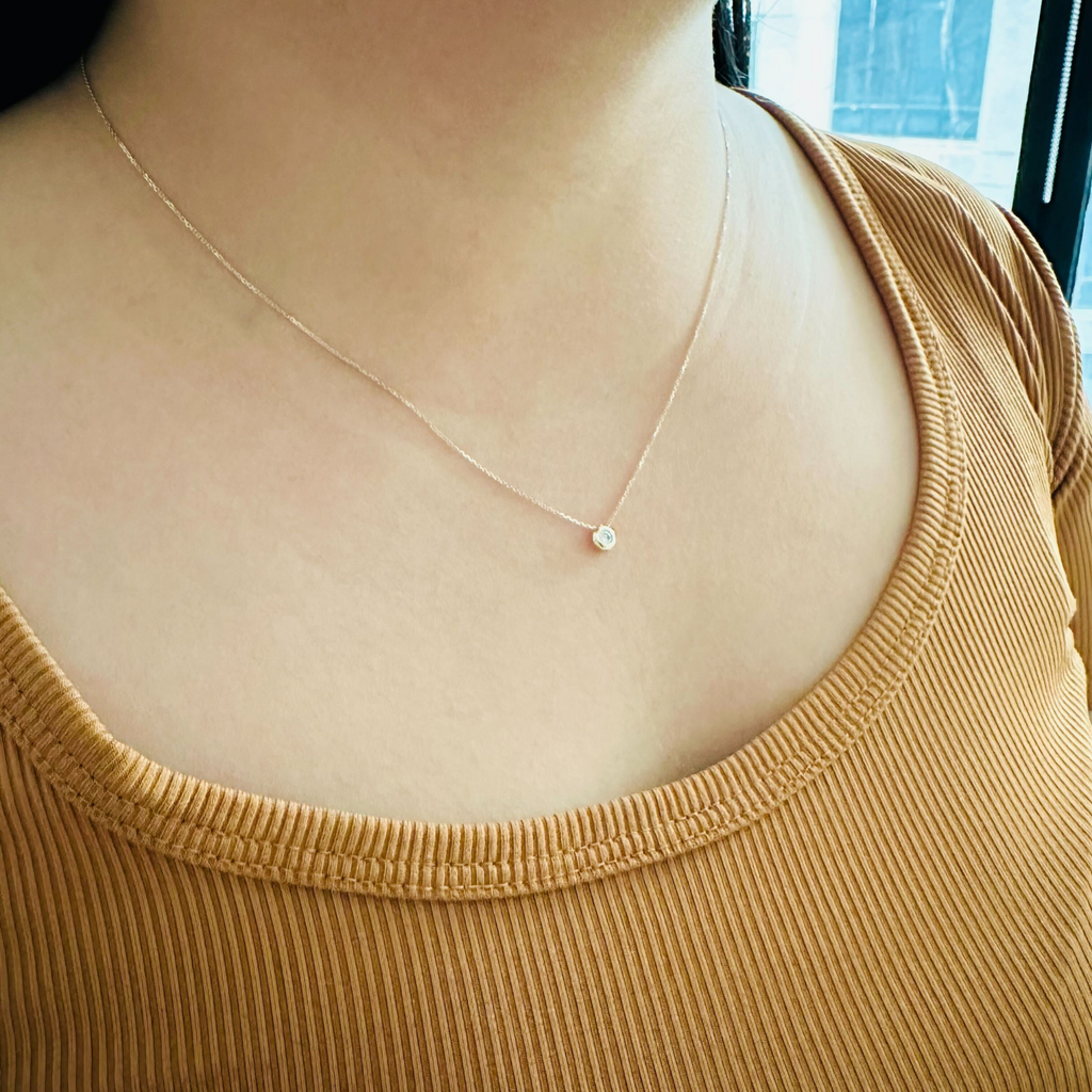 Bezel Cubic Zirconia Necklace, Crafted in 14k solid gold