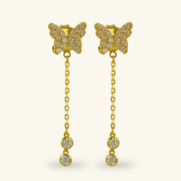 Pavé Butterfly Chain Earring, Made in 18k Yellow Gold