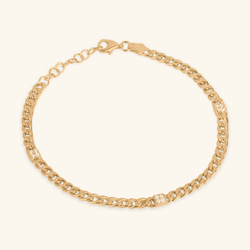 Pavé Curb Chain Bracelet,Made in 14k solid gold