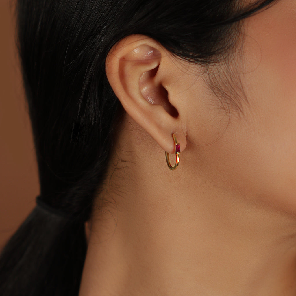 Gemstone U Hoops, Crafted in 18k solid gold
