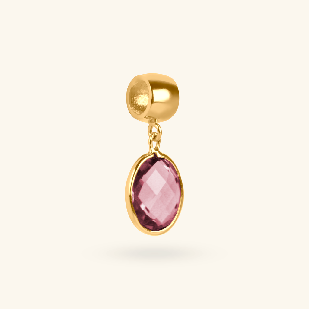 18k gold Amethyst Wide Oval Charm, front view – Foundry Jewelry