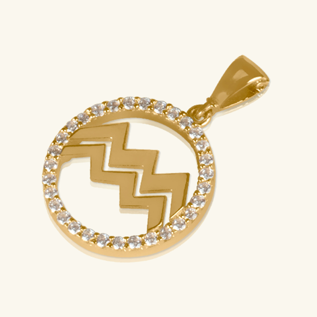 Close-up of Aquarius Pendant 14k gold – Foundry