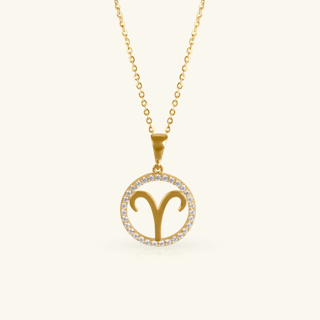 14k gold Aries Pendant, front view – Foundry Jewelry