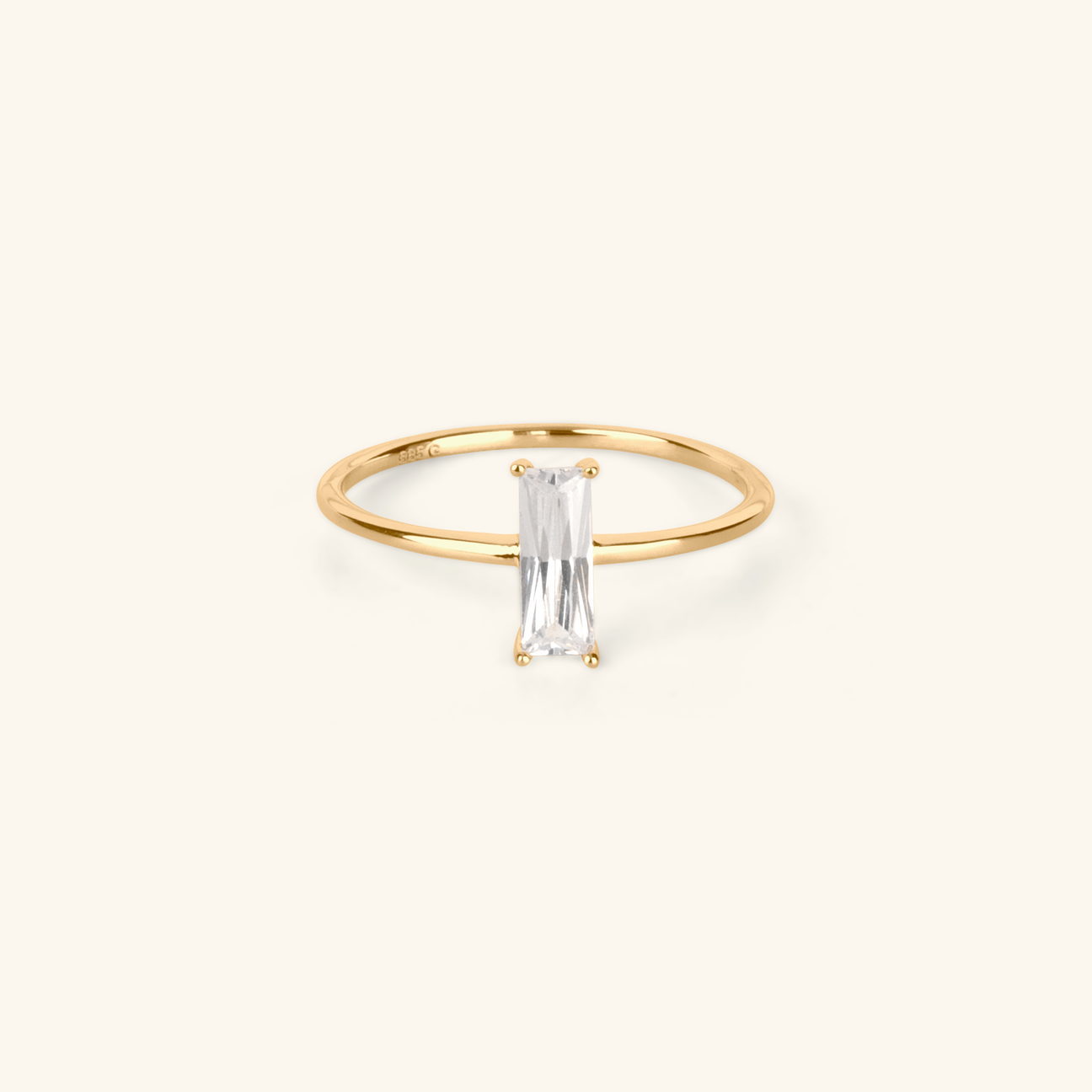 14k gold Baguette Cut Stacker Ring, front view – Foundry Jewelry