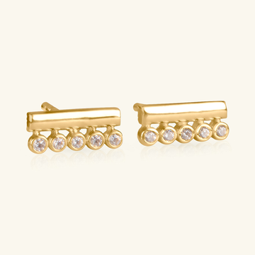 14k gold Bar duo Studs, front view – Foundry Jewelry