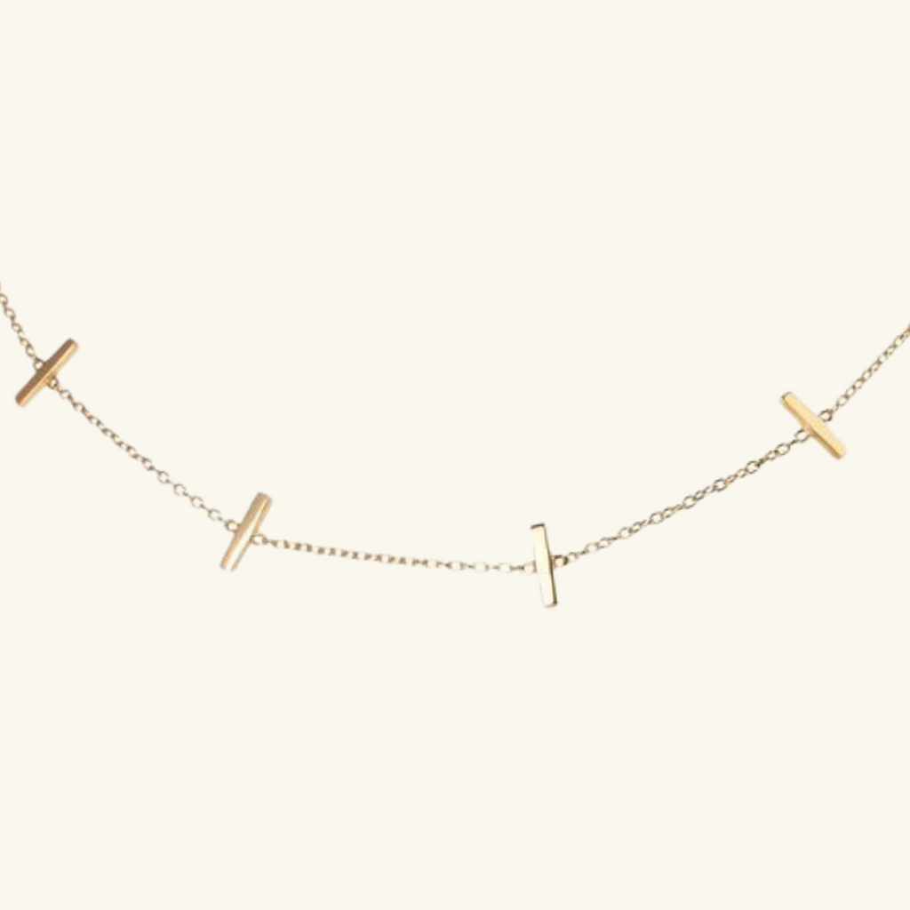 Gold Vermeil Bar Station Necklace, front view – Foundry Jewelry