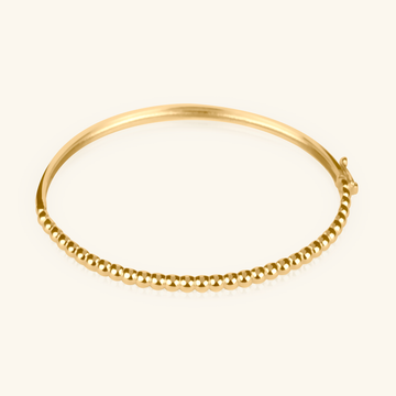 14k gold Beads Bold Bangle, front view – Foundry Jewelry