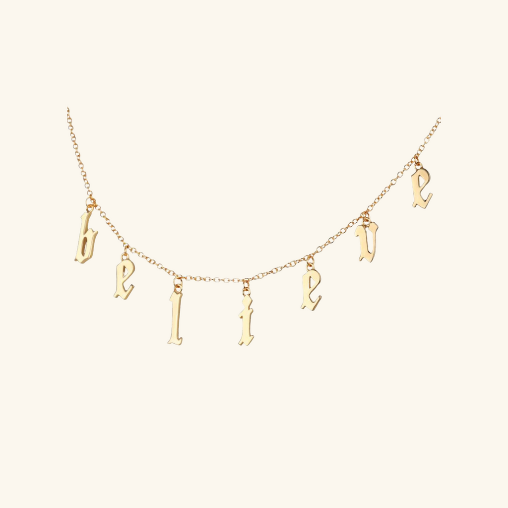 Gold Vermeil Believe Necklace, front view – Foundry Jewelry