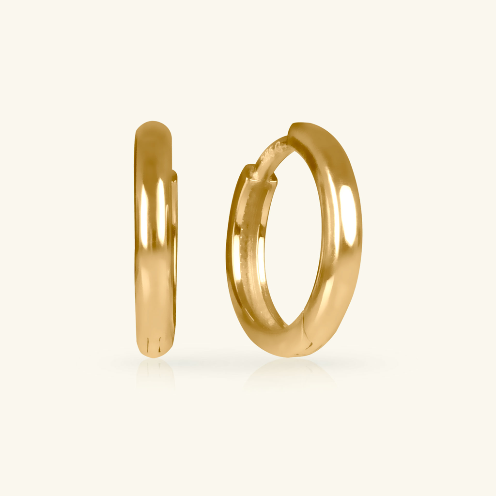 Close-up of saddle back on Between Clouds Hoops 14k gold – Foundry