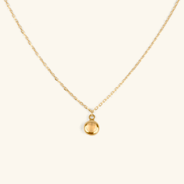 14k gold Birthstone Sphere Necklace Citrine, front view – Foundry Jewelry