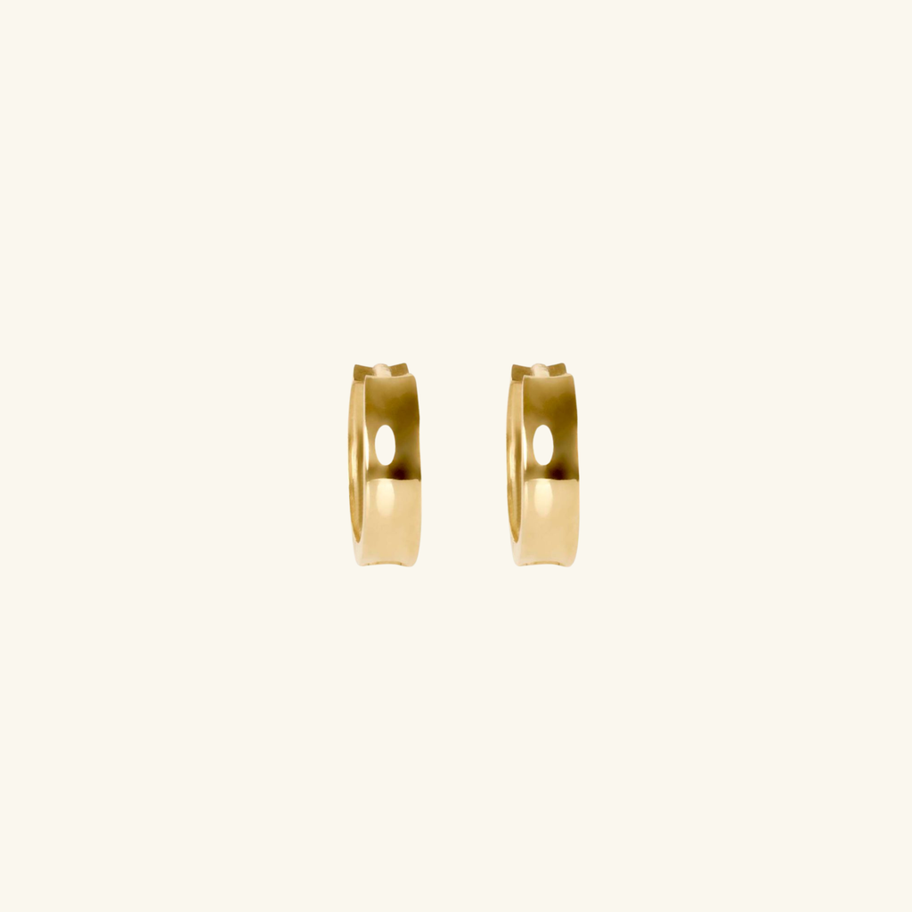 18k gold Bold Mini Hoop Earrings, front view – Foundry Jewelry
