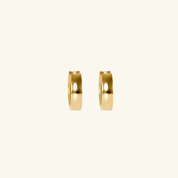 18k gold Bold Mini Hoop Earrings, front view – Foundry Jewelry