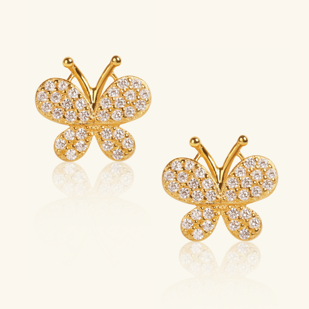 18k gold Butterfly Pea Studs, front view – Foundry Jewelry
