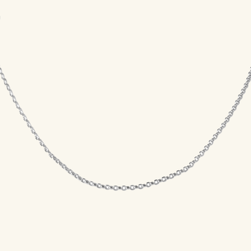 18k white gold Cable Chain Necklace, front view – Foundry Jewelry