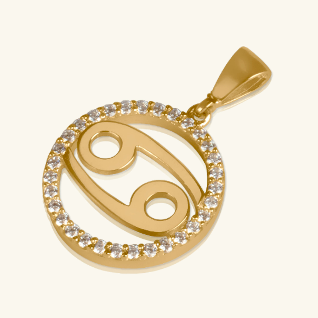 Close-up of Cancer Pendant 14k gold – Foundry