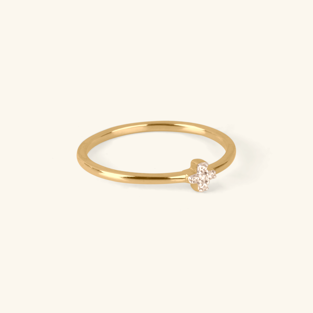 Close-up of Celestial Stacker Ring 14k gold – Foundry