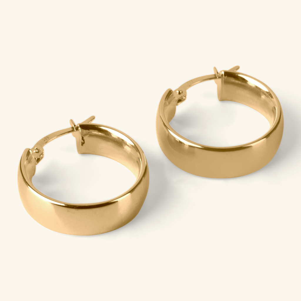 Close-up of latch back on Chunky Hoops 14k gold – Foundry