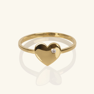 18k gold Concave Heart Ring, front view – Foundry Jewelry