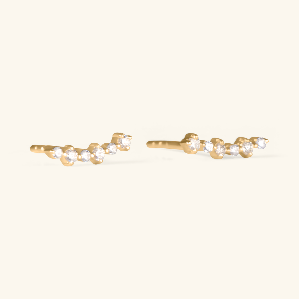 14k gold Diamond Cluster Climber Studs, side view – Foundry Jewelry