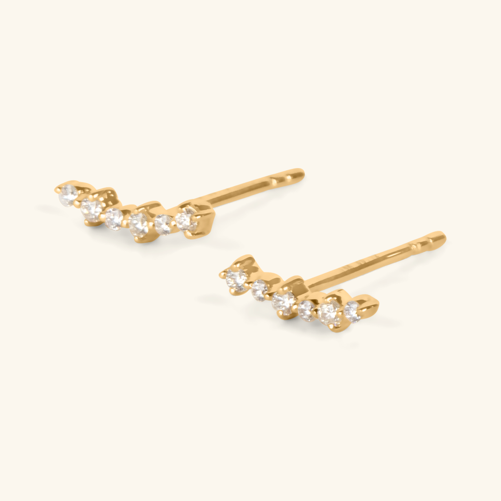 Close-up of push back post lock on Diamond Cluster Climber Studs 14k gold – Foundry