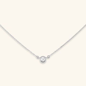 14k white gold Diamond Necklace, front view – Foundry Jewelry