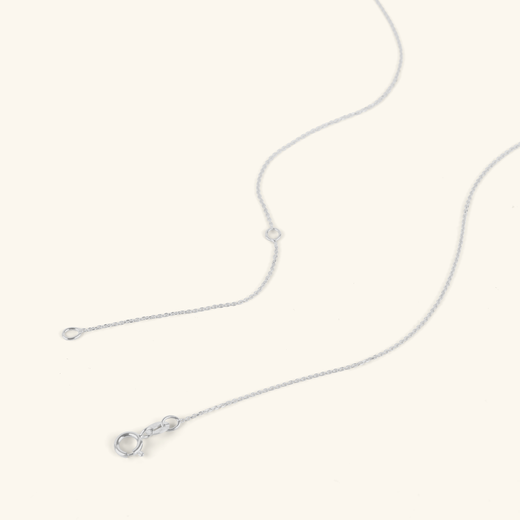 Close-up of spring ring clasp on Diamond Necklace 14k white gold – Foundry