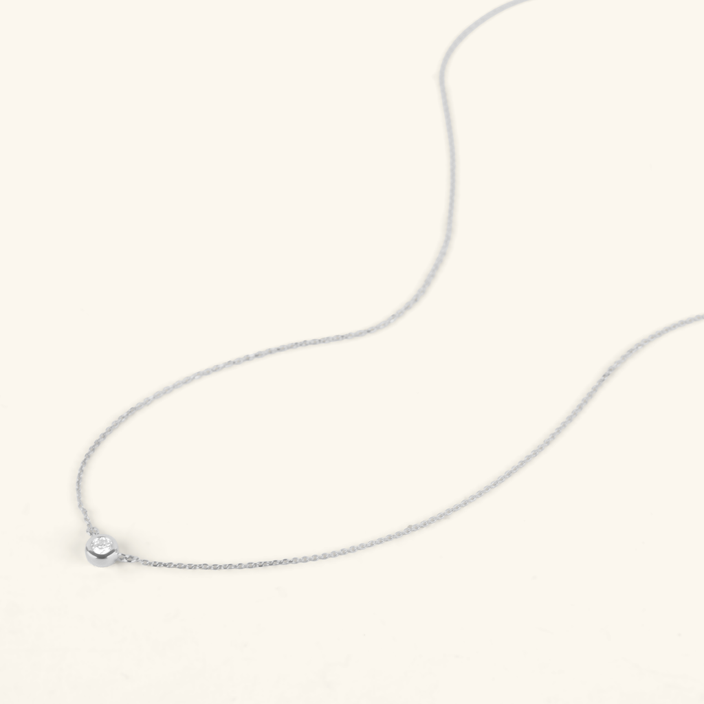 14k white gold Diamond Necklace , front view – Foundry Jewelry