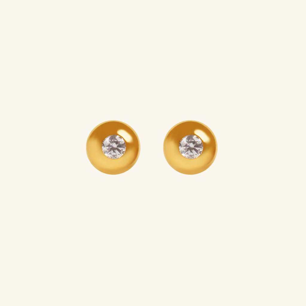 14k gold Dome Stud Earrings, front view – Foundry Jewelry