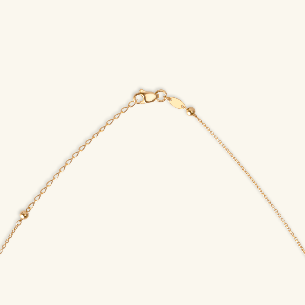 Close-up of lobster clasp on Engravable Heart Necklace 14k gold – Foundry