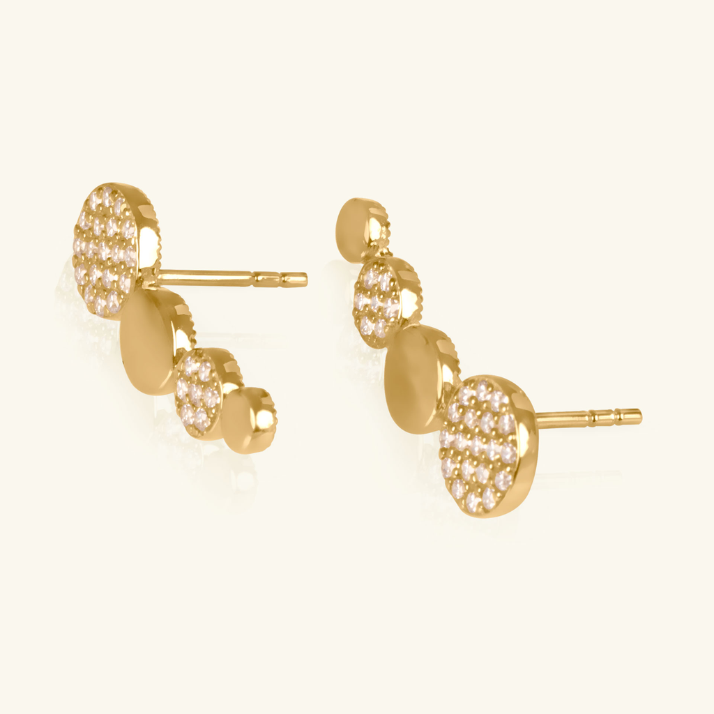 14k gold Flat Disc Climber Studs, side view – Foundry Jewelry