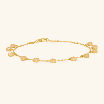 14k gold Flower Station Bracelet, front view – Foundry Jewelry