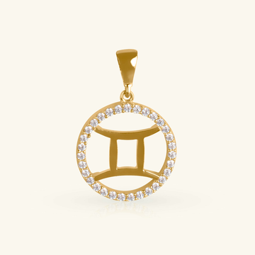 14k gold Gemini Pendantt, front view – Foundry Jewelry