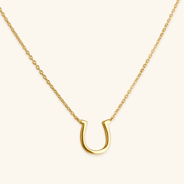 14k gold Horseshoe Necklace, front view – Foundry Jewelry