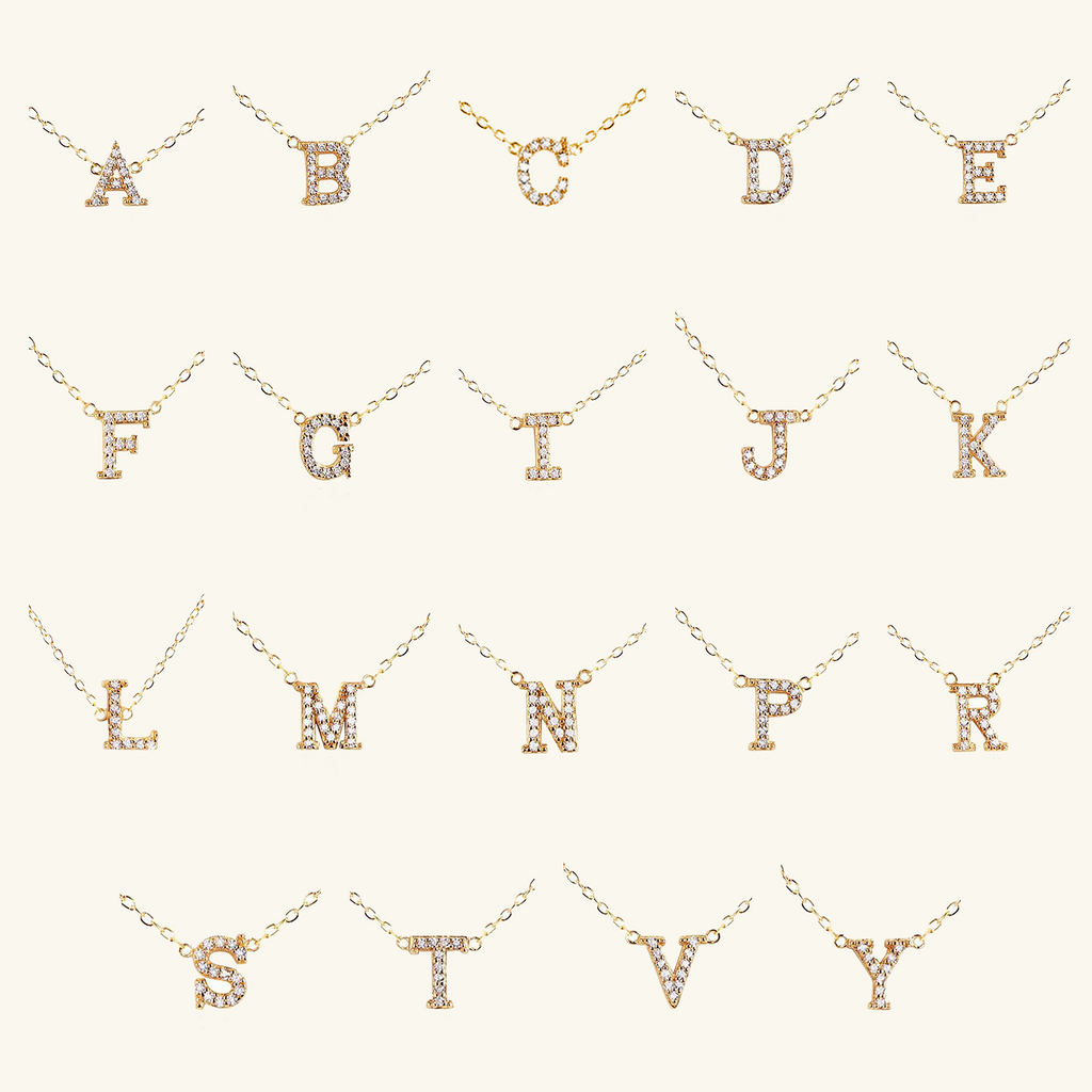 Gold Vermeil Initial Necklace, front view – Foundry Jewelry