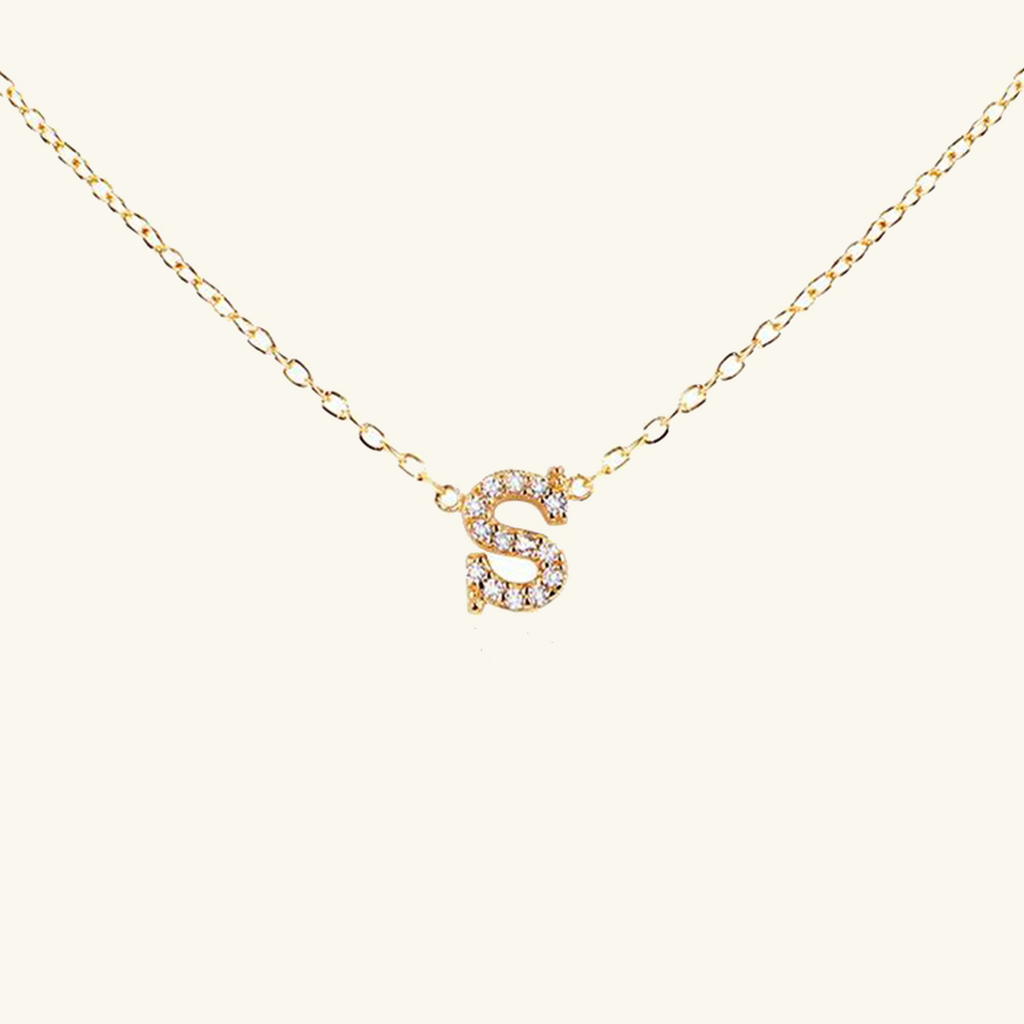 Gold Vermeil Initial Necklace, front view – Foundry Jewelry