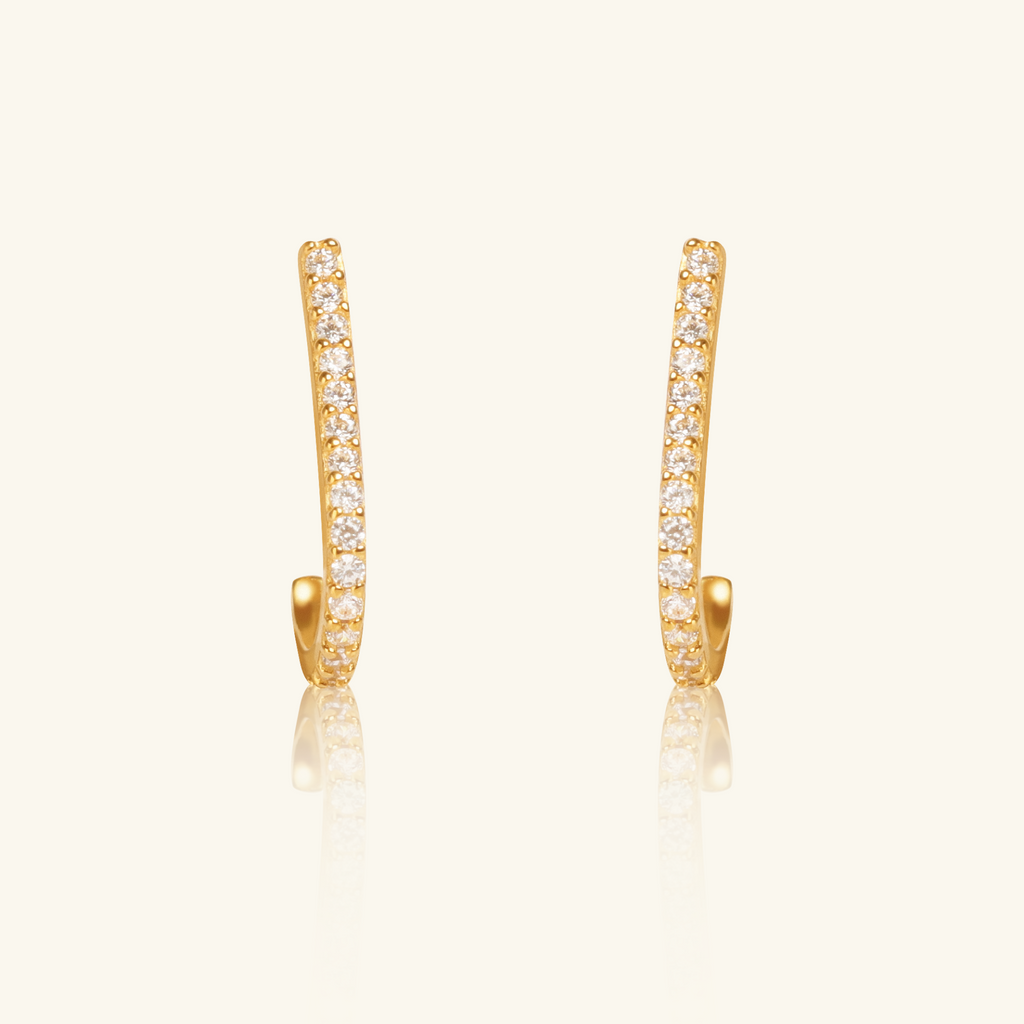 18k gold J Hook Studs, front view – Foundry Jewelry