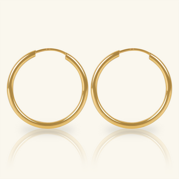 18k gold Large Easy Hoops , front view – Foundry Jewelry