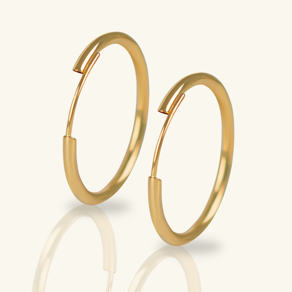 Close-up of lever clasp on Large Easy Hoops 14k gold – Foundry