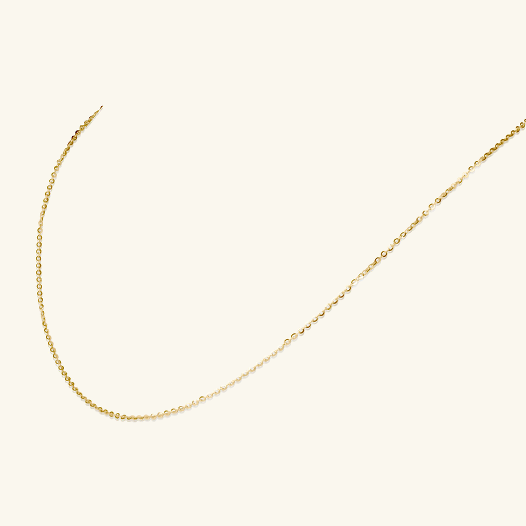 18k gold Long Chain Necklace, front view – Foundry Jewelry