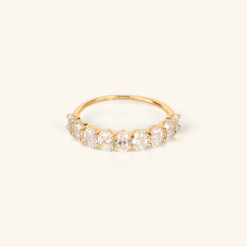14k gold Oval Cut Half Eternity Ring, front view – Foundry Jewelry