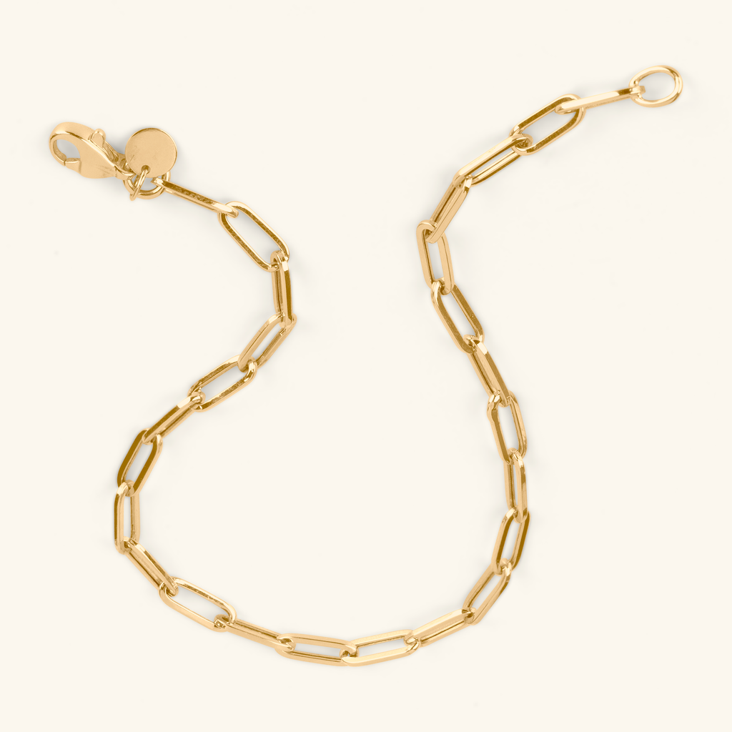 Close-up of lobster clasp on Paperclip Chain Anklet 14k gold – Foundry