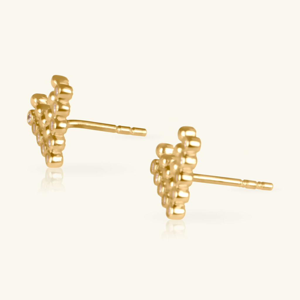 14k gold Pave Chevron Studs, side view – Foundry Jewelry