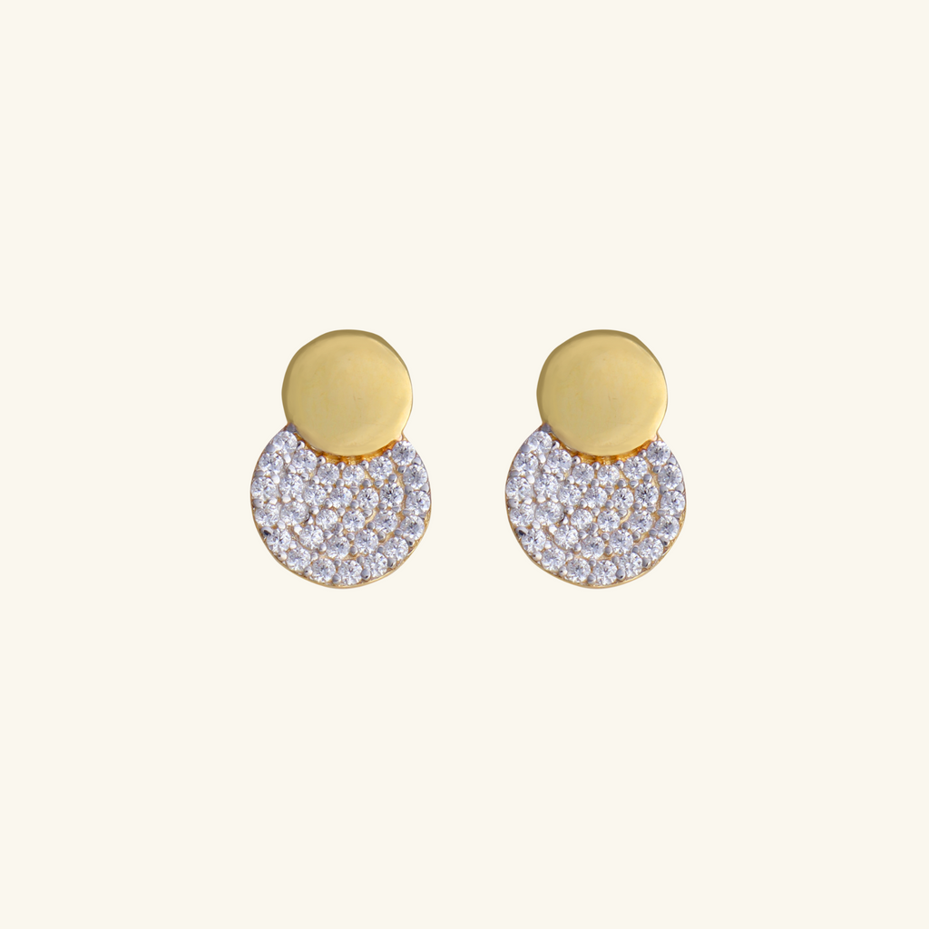 18k gold Pave Dots Studs, front view – Foundry Jewelry